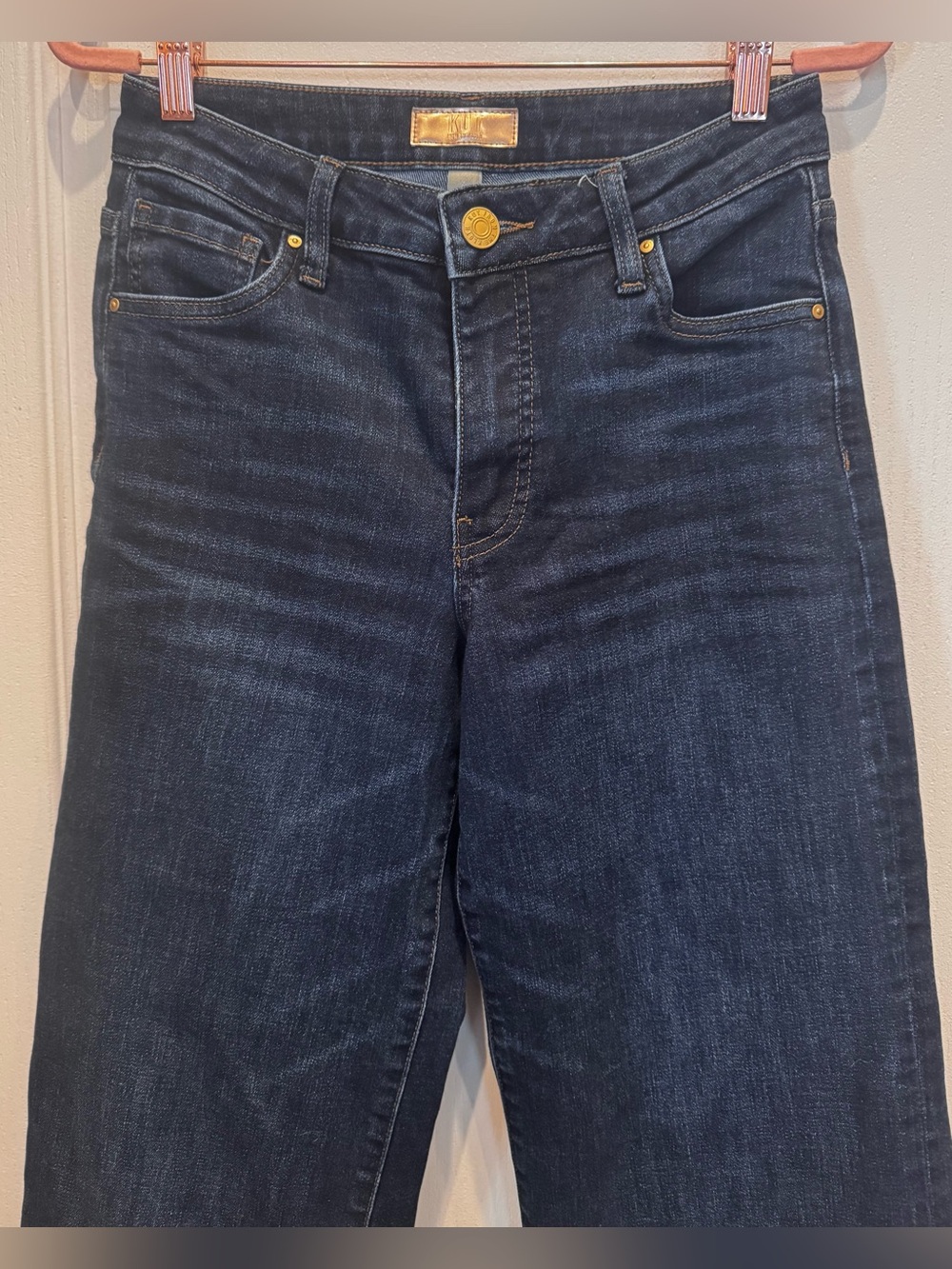 Kut from the Kloth Dark Blue Wide Leg Cuffed Meg Jeans - Picture 5 of 11
